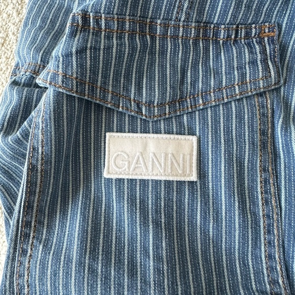 GANNI Light Stripe Denim Cargo Pants - Picture 6 of 10